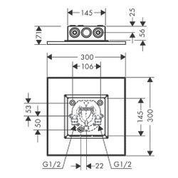 Hansgrohe AXOR ShowerSolutions Kopfbrause, 17l/min, 300x300mm, 2jet, Deckenintegrie... HANSGROHE-35321140 4059625237458 (Abb. 1)