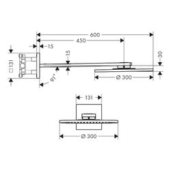 Hansgrohe AXOR ShowerSolutions Kopfbrause 300mm, 27,4l/min, 2jet, Brausearm, Brushe... HANSGROHE-35303820 4059625239353 (Abb. 1)