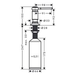 Hansgrohe AXOR Montreux Spülmittel-/ Lotionspender, Ausladung 91mm, 500ml, 2ml Dosi... HANSGROHE-42018330 4059625297421 (Abb. 1)