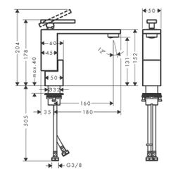 Hansgrohe AXOR Edge Einhebel-Waschtischmischer 130mm, 5l/min, Push-Open Ablaufgarni... HANSGROHE-46011300 4059625264409 (Abb. 1)
