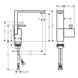 Hansgrohe AXOR Edge Einhebel-Waschtischmischer 190mm, 5l/min, Push-Open Ablaufgarni... HANSGROHE-46021300 4059625264546 (Abb. 1)