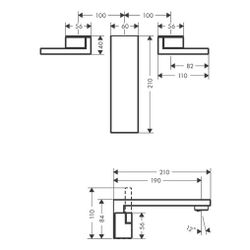 Hansgrohe AXOR Edge 3-Loch Waschtischarmatur UP, 5l/min, für Wandm., Ausl. 190mm, P... HANSGROHE-46061300 4059625265406 (Abb. 1)