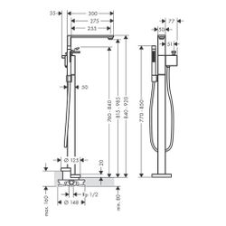 Hansgrohe AXOR Edge Einhebel-Wannenmischer bodenstehend, 23l/min, Diamantschliff, C... HANSGROHE-46441000 4059625149201 (Abb. 1)