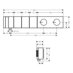Hansgrohe AXOR Edge Thermostatmodul Select 540x100mm, Unterputz, 38l/min, für 3 Ver... HANSGROHE-46711300 4059625267639 (Abb. 1)