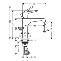 Hansgrohe AXOR Citterio E Einhebel-Waschtischmischer 130mm, Hebelgriff, Zugstangen-... HANSGROHE-36110300 4011097819570 (Abb. 1)