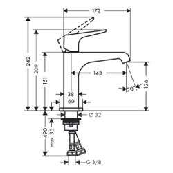 Hansgrohe AXOR Citterio E Einhebel-Waschtischmischer 130mm, Hebelgriff, Ablaufgarni... HANSGROHE-36111670 4059625427309 (Abb. 1)
