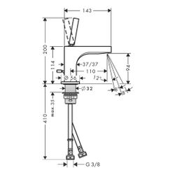 Hansgrohe AXOR Citterio Einhebel-Waschtischmischer 90mm, 5l/min, Pin-Griff für HWB,... HANSGROHE-39035800 4011097914770 (Abb. 1)