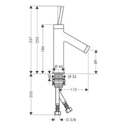 Hansgrohe AXOR Starck Einhebel-Waschtischmischer 90mm, 5l/min, Pin-Griff, Ablaufgar... HANSGROHE-10117820 4011097853772 (Abb. 1)
