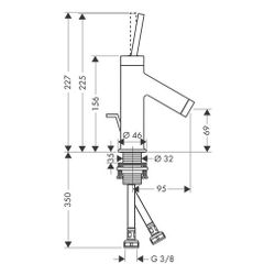 Hansgrohe AXOR Starck Einhebel-Waschtischmischer 70mm, 5l/min, Pin-Griff für HWB, Z... HANSGROHE-10116340 4011097852225 (Abb. 1)