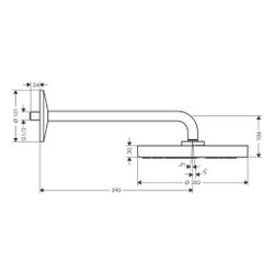 Hansgrohe AXOR One Kopfbrause 280mm, 12,3l/min, 1jet, Brausearm, Brushed Brass... HANSGROHE-48491950 4059625364185 (Abb. 1)