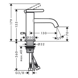 Hansgrohe AXOR One Einhebel-Waschtischmischer 70mm, 5l/min, Hebelgriff, Zugstangen-... HANSGROHE-48000330 4059625369265 (Abb. 1)