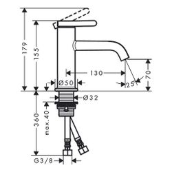 Hansgrohe AXOR One Einhebel-Waschtischmischer 70mm, 5l/min, Hebelgriff, Ablaufgarni... HANSGROHE-48001820 4059625371879 (Abb. 1)