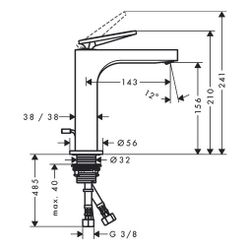 Hansgrohe AXOR Citterio Einhebel-Waschtischmischer 160mm, 5l/min, Hebelgriff, Zugst... HANSGROHE-39071950 4059625374122 (Abb. 1)