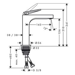 Hansgrohe AXOR Citterio Einhebel-Waschtischmischer 160mm, 5l/min, Hebelgriff, Ablau... HANSGROHE-39081950 4059625374436 (Abb. 1)