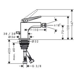 Hansgrohe AXOR Citterio Einhebel-Bidetmischer, 7,2l/min, Hebelgriff, Zugstangen-Abl... HANSGROHE-39201990 4059625373712 (Abb. 1)