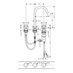 Hansgrohe AXOR One 3-Loch Waschtischarmatur Select 170mm, 5l/min, Push-Open Ablaufg... HANSGROHE-48070820 4059625371268 (Abb. 1)