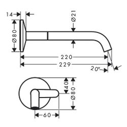 Hansgrohe AXOR One Waschtischmischer Unterputz für Wandmontage Select, Auslauf 220m... HANSGROHE-48112800 4059625371404 (Abb. 1)