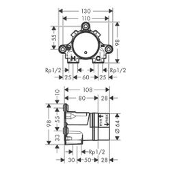 Hansgrohe AXOR Grundkörper für Waschtischmischer Unterputz für Wandmontage Select, ... HANSGROHE-13625180 4059625329764 (Abb. 1)