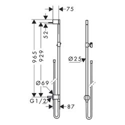 Hansgrohe AXOR One Brausestange 90cm, Wandanschluss, Brauseschlauch 160cm, Polished... HANSGROHE-48792990 4059625370452 (Abb. 1)