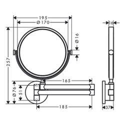 Hansgrohe AXOR Universal Circular Rasierspiegel, 5-fach Vergrößerung, neigbar, schw... HANSGROHE-42849990 4059625389119 (Abb. 1)