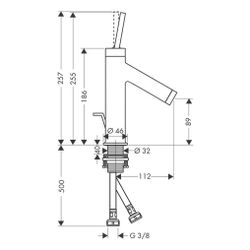 Hansgrohe AXOR Starck Einhebel-Waschtischmischer 90mm, 5l/min, Pin-Griff, Zugstange... HANSGROHE-10111800 4011097853338 (Abb. 1)
