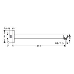 Hansgrohe AXOR ShowerSolutions Brausearm 390mm softsquare, G 1/2", Mattschwarz... HANSGROHE-26967670 4059625399095 (Abb. 1)