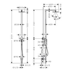 Hansgrohe AXOR Starck Nature Duschsäule, Kopfbrause 240mm, 1jet, DN 15, 12,2l/min, ... HANSGROHE-12670820 4059625435052 (Abb. 1)