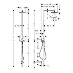 Hansgrohe AXOR Starck Duschsäule, Thermostat, Kopfbrause 240mm, 1jet, DN 15, Brushe... HANSGROHE-12672250 4059625435205 (Abb. 1)