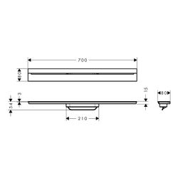 Hansgrohe AXOR Drain Fertigset Duschrinne 700mm zur Wandmontage, 55l/min, Brushed B... HANSGROHE-42525340 4059625481172 (Abb. 1)
