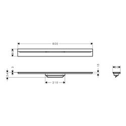 Hansgrohe AXOR Drain Fertigset Duschrinne 800mm zur Wandmontage, 55l/min, Polished ... HANSGROHE-42526330 4059625496558 (Abb. 1)