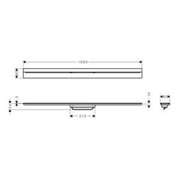 Hansgrohe AXOR Drain Fertigset Duschrinne 1000mm zur Wandmontage, 55l/min, Mattschw... HANSGROHE-42528670 4059625481561 (Abb. 1)