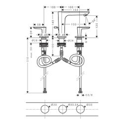 Hansgrohe AXOR Citterio C 3-Loch Waschtischarmatur 125, DN 15, Zugstangen-Ablaufgar... HANSGROHE-49061800 4059625571606 (Abb. 1)