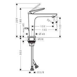 Hansgrohe AXOR Citterio C Einhebel-Waschtischmischer 125mm, CoolStart, Zugstangen-A... HANSGROHE-49031330 4059625570951 (Abb. 1)