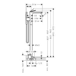 Hansgrohe AXOR Citterio C Einhebel-Wannenmischer bodenstehend, Brushed Red Gold... HANSGROHE-49440310 4059625572610 (Abb. 1)