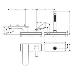 Hansgrohe AXOR Citterio C 3-Loch Einhebel-Wannenmischer, Wannenrandmontage, sBox, C... HANSGROHE-49431310 4059625573556 (Abb. 1)