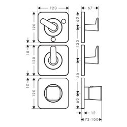 Hansgrohe AXOR Citterio C Thermostatmodul 380x120mm, UP DN 20, Platte für 3 Verbrau... HANSGROHE-49710340 4059625560044 (Abb. 1)