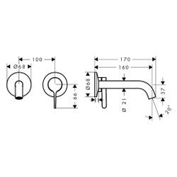 Hansgrohe AXOR One Einhebel-Waschtischmischer Unterputz, 5l/min, für Wandmontage, H... HANSGROHE-48170300 4059625746585 (Abb. 1)