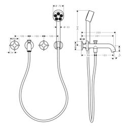 Hansgrohe AXOR One 3-Loch Wannenarmatur Unterputz 25,7l/min für Wandmontage, Kreuzg... HANSGROHE-48443330 4059625746752 (Abb. 1)