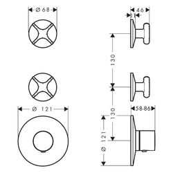 Hansgrohe AXOR One Thermostatmodul Unterputz, DN 20, für 2 Verbraucher, Kreuzgriff,... HANSGROHE-48712800 4059625745786 (Abb. 1)