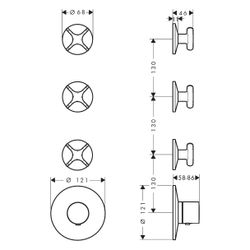 Hansgrohe AXOR One Thermostatmodul Unterputz, DN 20, für 3 Verbraucher, Kreuzgriff,... HANSGROHE-48713950 4059625753682 (Abb. 1)