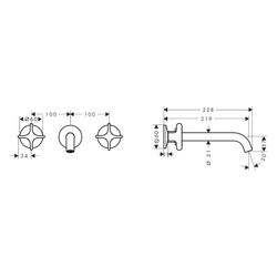 Hansgrohe AXOR One 3-Loch Waschtischarmatur Unterputz, 5l/min, für Wandmontage, Aus... HANSGROHE-48140820 4059625746363 (Abb. 1)