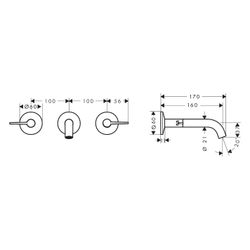 Hansgrohe AXOR One 3-Loch Waschtischarmatur UP, 5l/min, für Wandmontage, Auslauf 16... HANSGROHE-48150990 4059625750339 (Abb. 1)