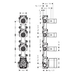 Hansgrohe AXOR One Grundkörper für Thermostatmodul Unterputz für 3 Verbraucher, DN ... HANSGROHE-48710180 4059625717011 (Abb. 1)