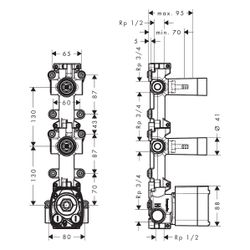 Hansgrohe AXOR One Grundkörper für Thermostatmodul Unterputz für 2 Verbraucher, DN ... HANSGROHE-48720180 4059625717288 (Abb. 1)
