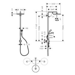 Hansgrohe AXOR One Showerpipe, Thermostat, Kopfbrause 280mm, 12l/min, 1jet Unterput... HANSGROHE-48796000 4059625717196 (Abb. 1)