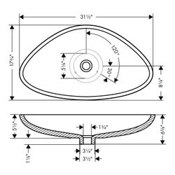 Hansgrohe Waschschüssel AXOR Massaud, Aufsatz, 144x450x800mm, Mineralguss, Weiß... HANSGROHE-42300000 4011097535302 (Abb. 1)