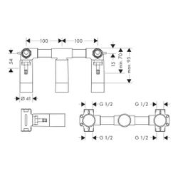 Hansgrohe AXOR Grundkörper für 3-Loch Waschtischarmatur Unterputz für Wandmontage, ... HANSGROHE-10303180 4011097342597 (Abb. 1)