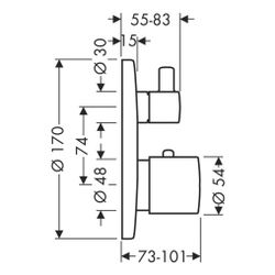 Hansgrohe AXOR Uno Thermostat Unterputz, 25l/min, Absperrventil, Edelstahl Optic... HANSGROHE-38700800 4011097912196 (Abb. 1)