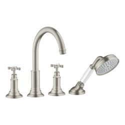 Hansgrohe AXOR Montreux 4-Loch Wannenrandarmatur, 20,5l/min, Kreuzgriffen, Edelstah... HANSGROHE-16546800 4011097881942 (Abb. 1)