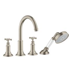 Hansgrohe AXOR Montreux 4-Loch Wannenrandarmatur, 20,5l/min, Kreuzgriffen, Brushed ... HANSGROHE-16546820 4011097515595 (Abb. 1)